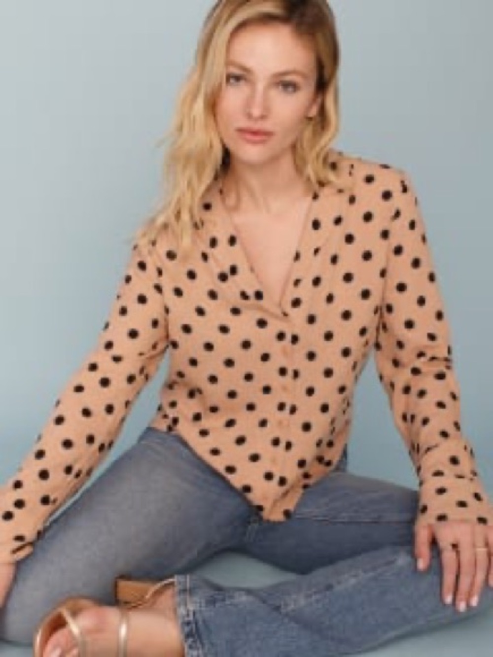 NWT Reformation Willa Polka Dot Button-Down Top Small